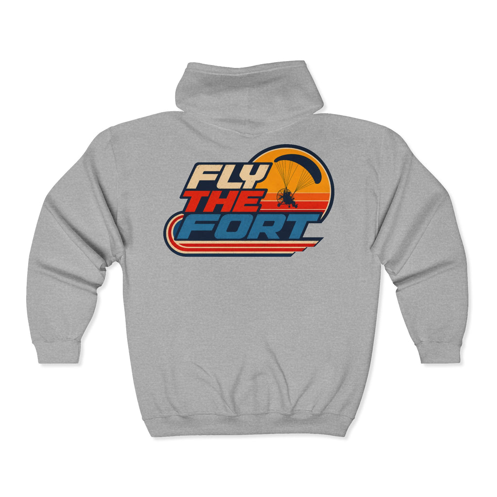 "80s" FLY THE FORT Paramotor Zip Up Hoodie