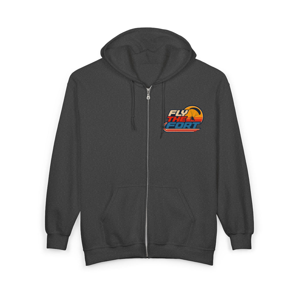 "80s" FLY THE FORT Paramotor Zip Up Hoodie