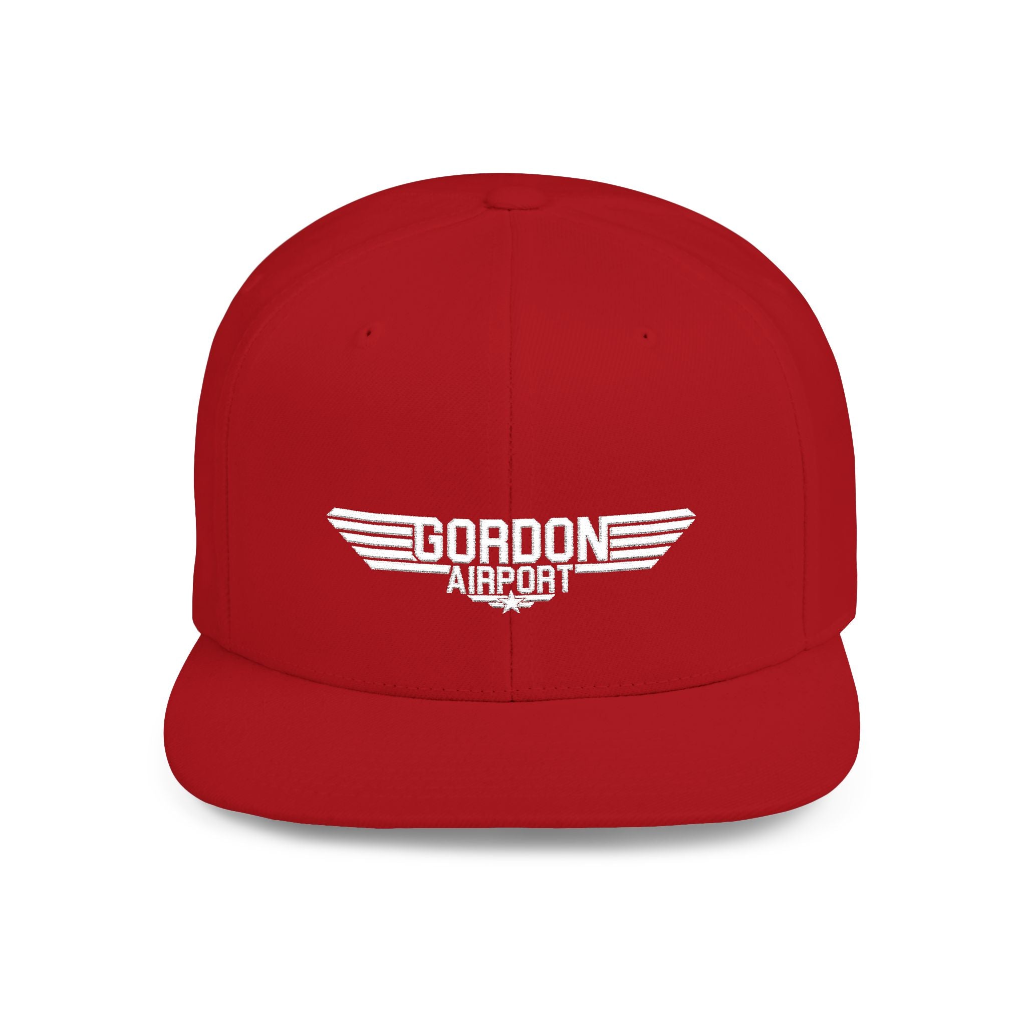 Flat Bill Snapback — "Gordon Airport" Embroidered Cap