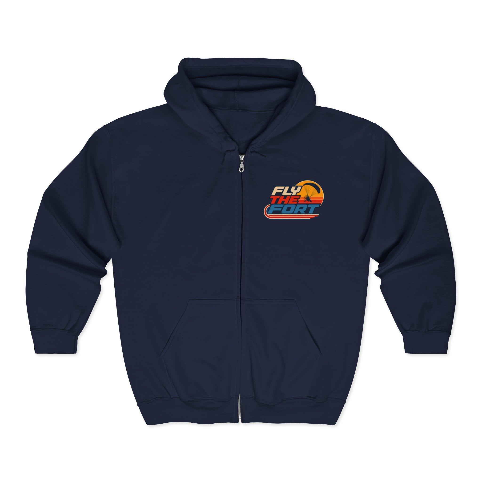 "80s" FLY THE FORT Paramotor Zip Up Hoodie