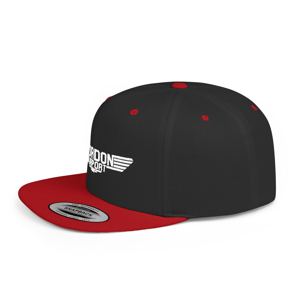 Flat Bill Snapback — "Gordon Airport" Embroidered Cap