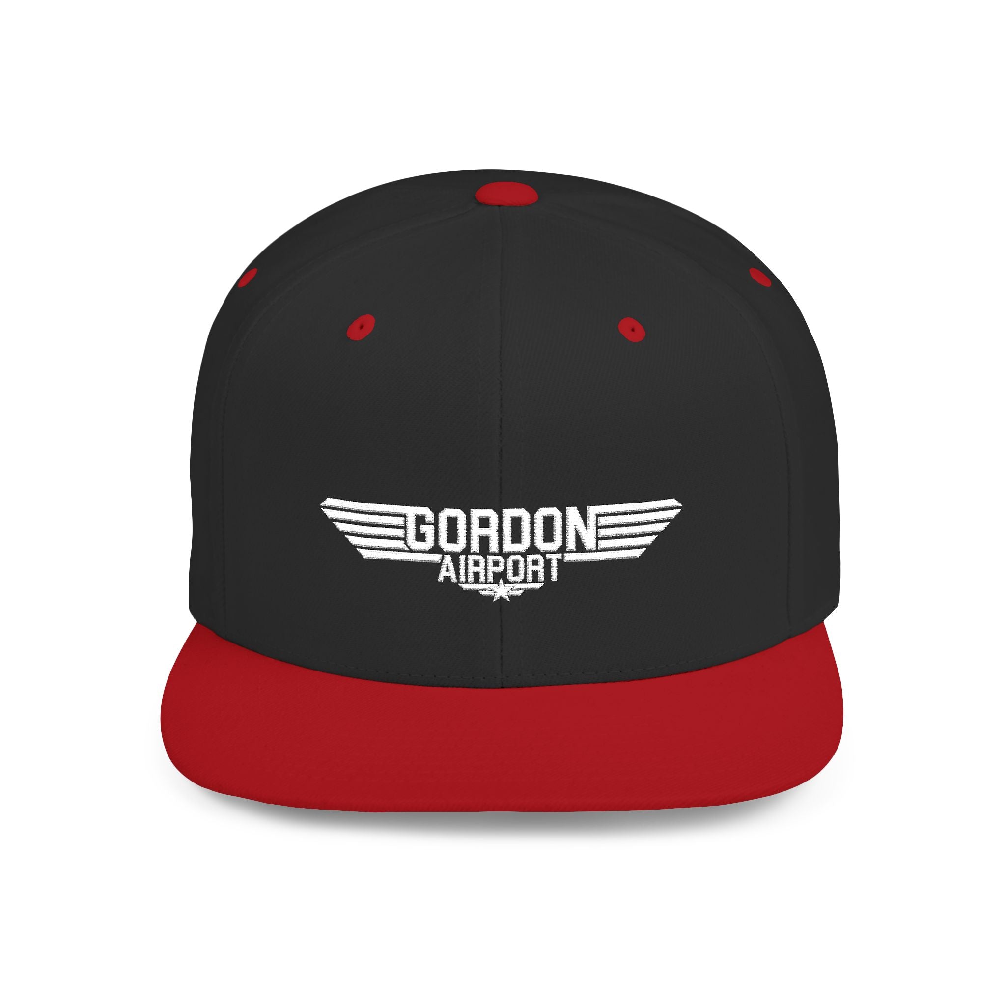 Flat Bill Snapback — "Gordon Airport" Embroidered Cap
