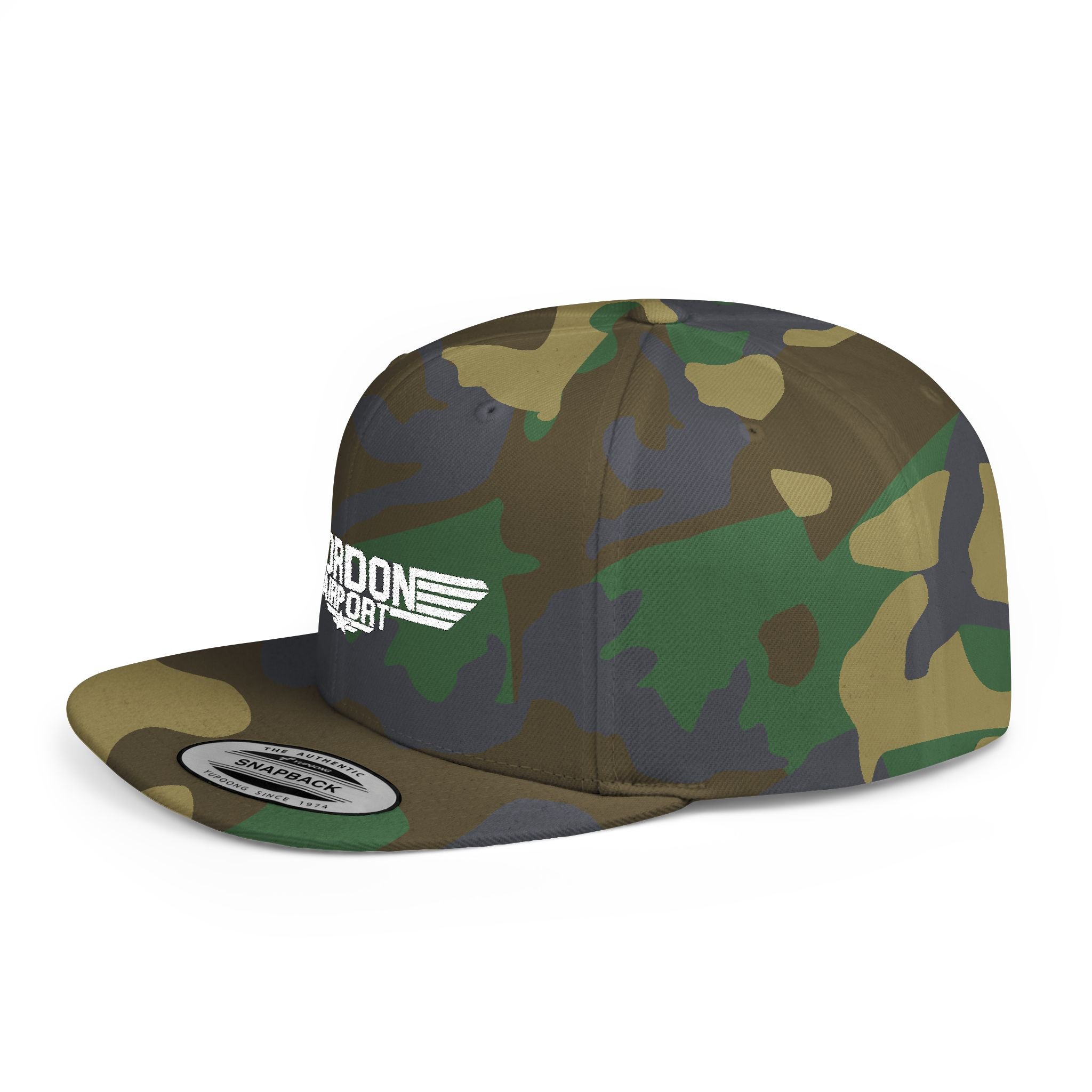 Flat Bill Snapback — "Gordon Airport" Embroidered Cap