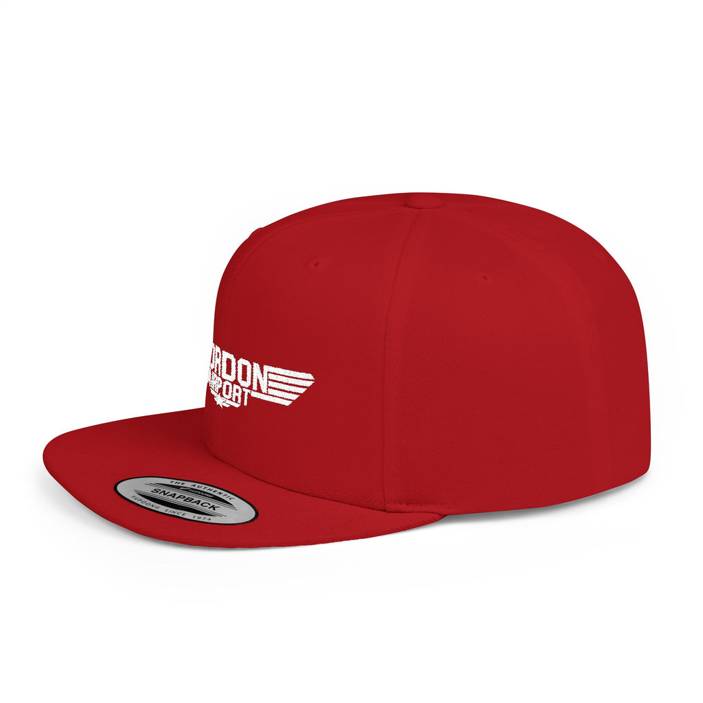 Flat Bill Snapback — "Gordon Airport" Embroidered Cap