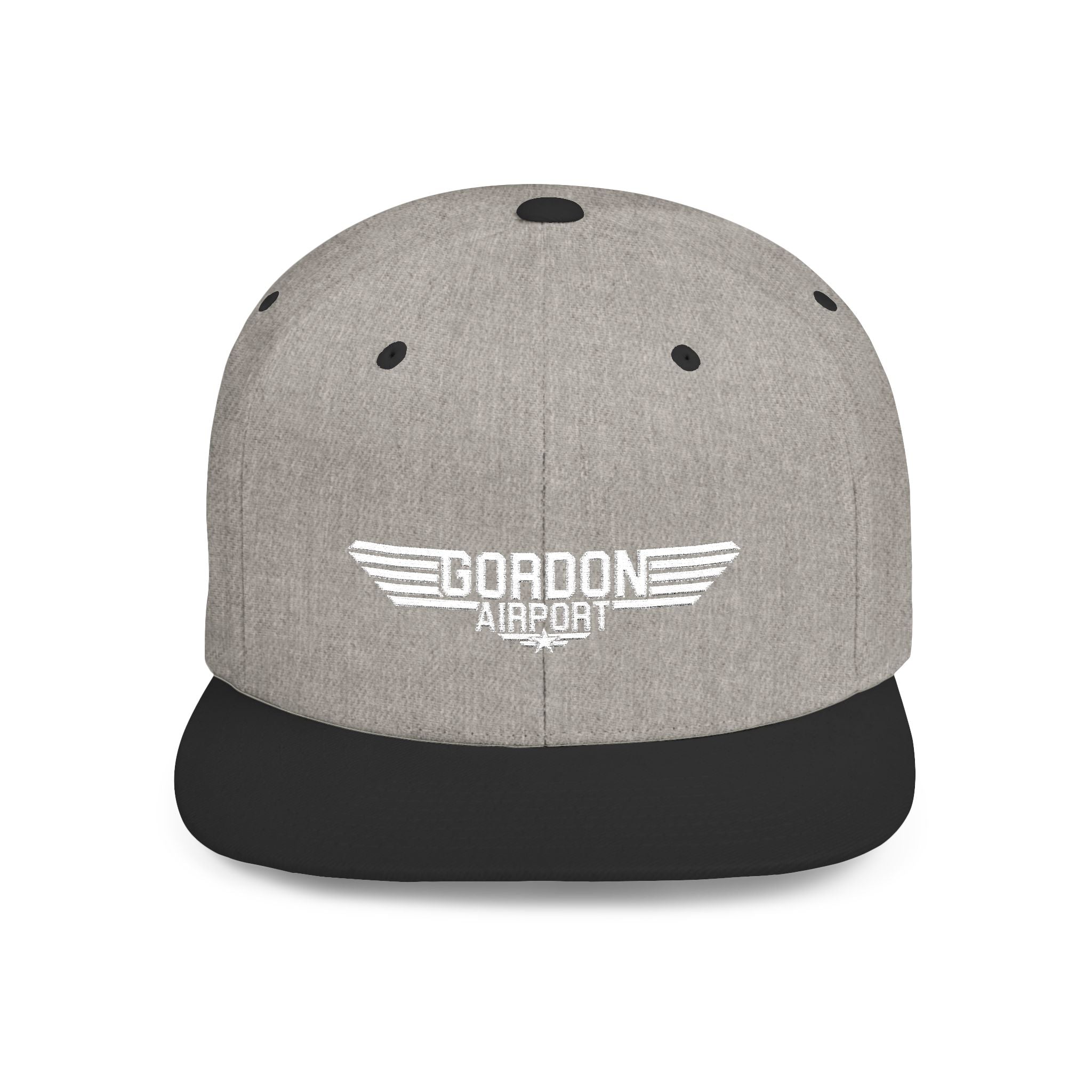 Flat Bill Snapback — "Gordon Airport" Embroidered Cap