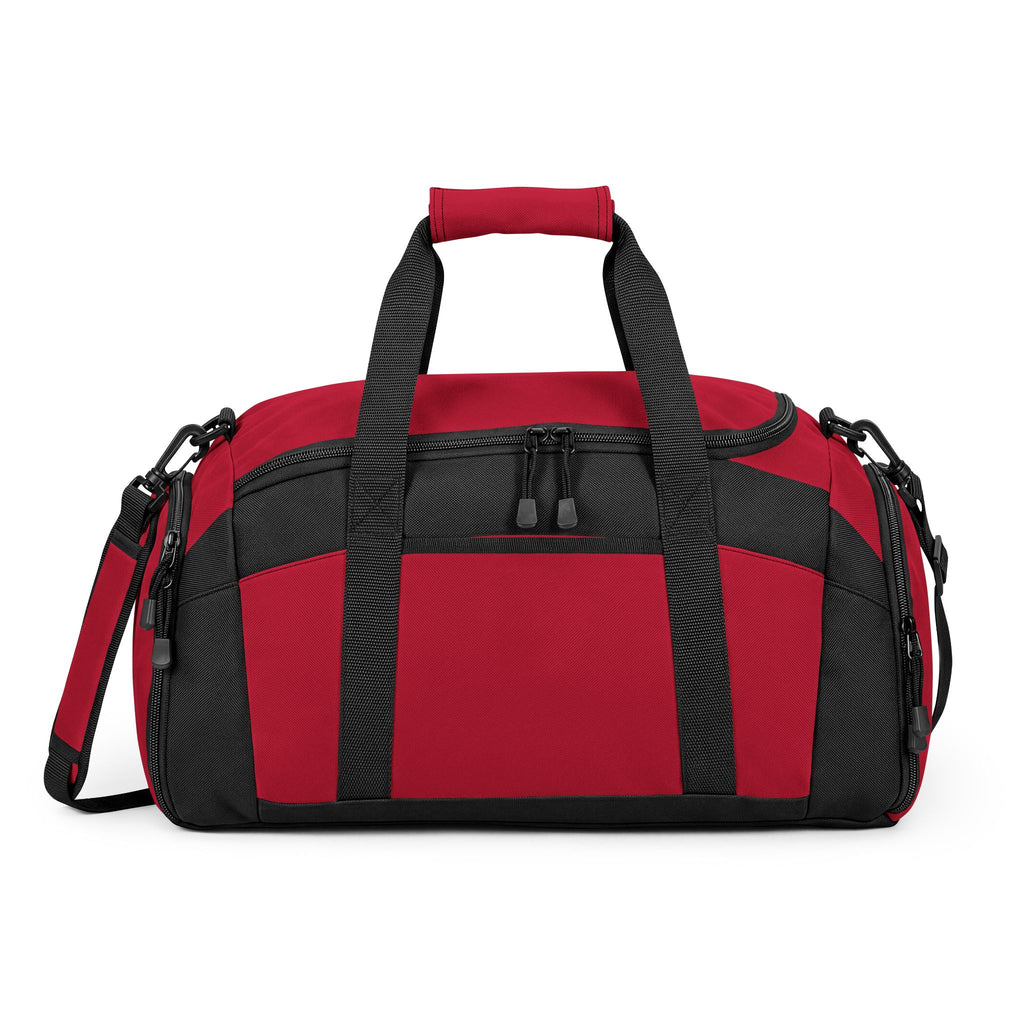 Red & Black Gym Bag with 'G&M Snow' Logo — Durable Sports Duffle for Workouts & Travel