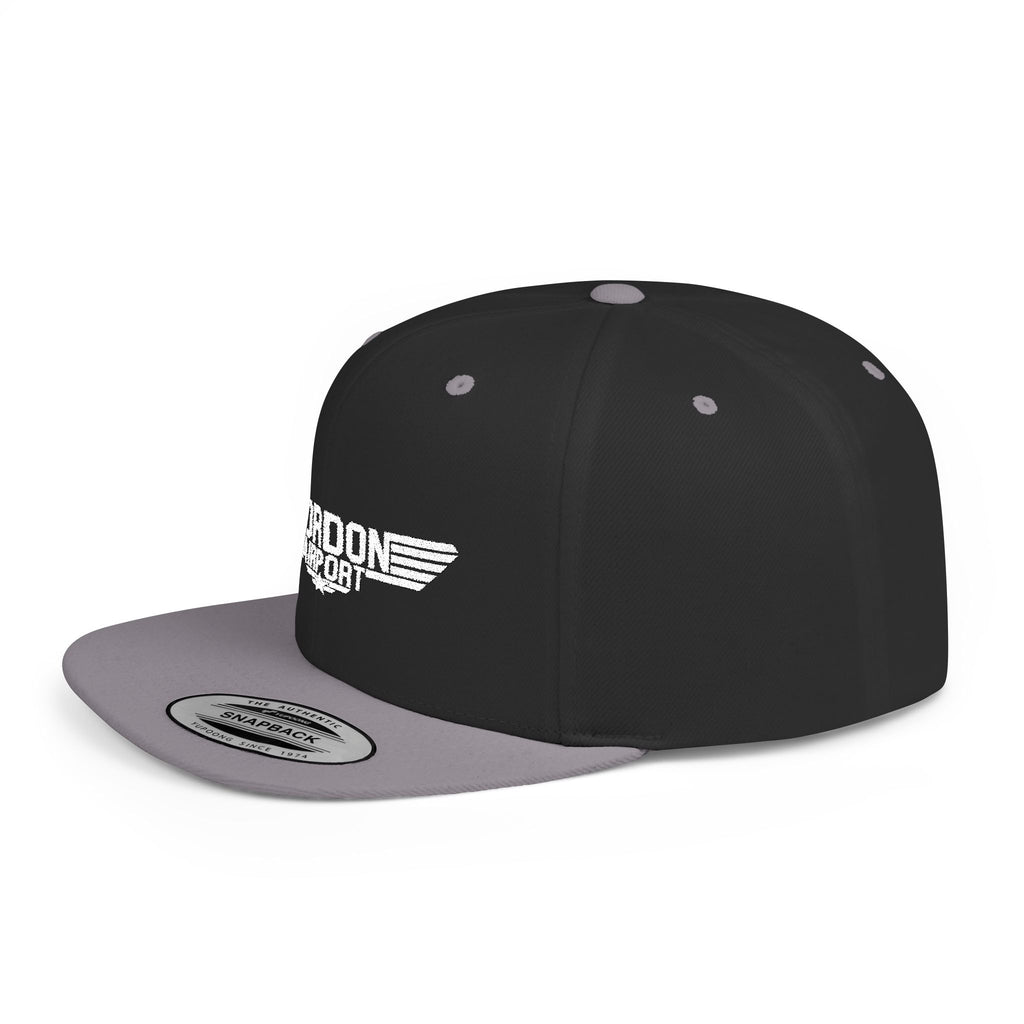 Flat Bill Snapback — "Gordon Airport" Embroidered Cap