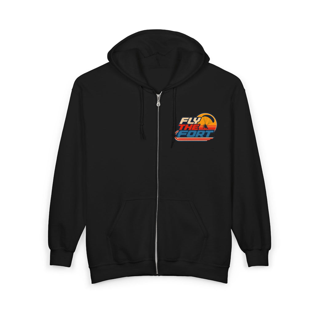 "80s" FLY THE FORT Paramotor Zip Up Hoodie