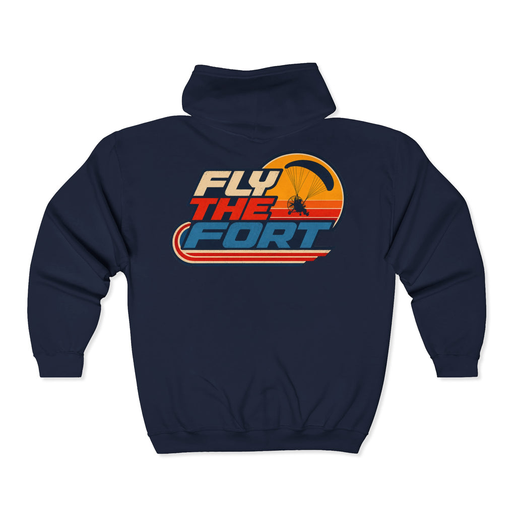 "80s" FLY THE FORT Paramotor Zip Up Hoodie