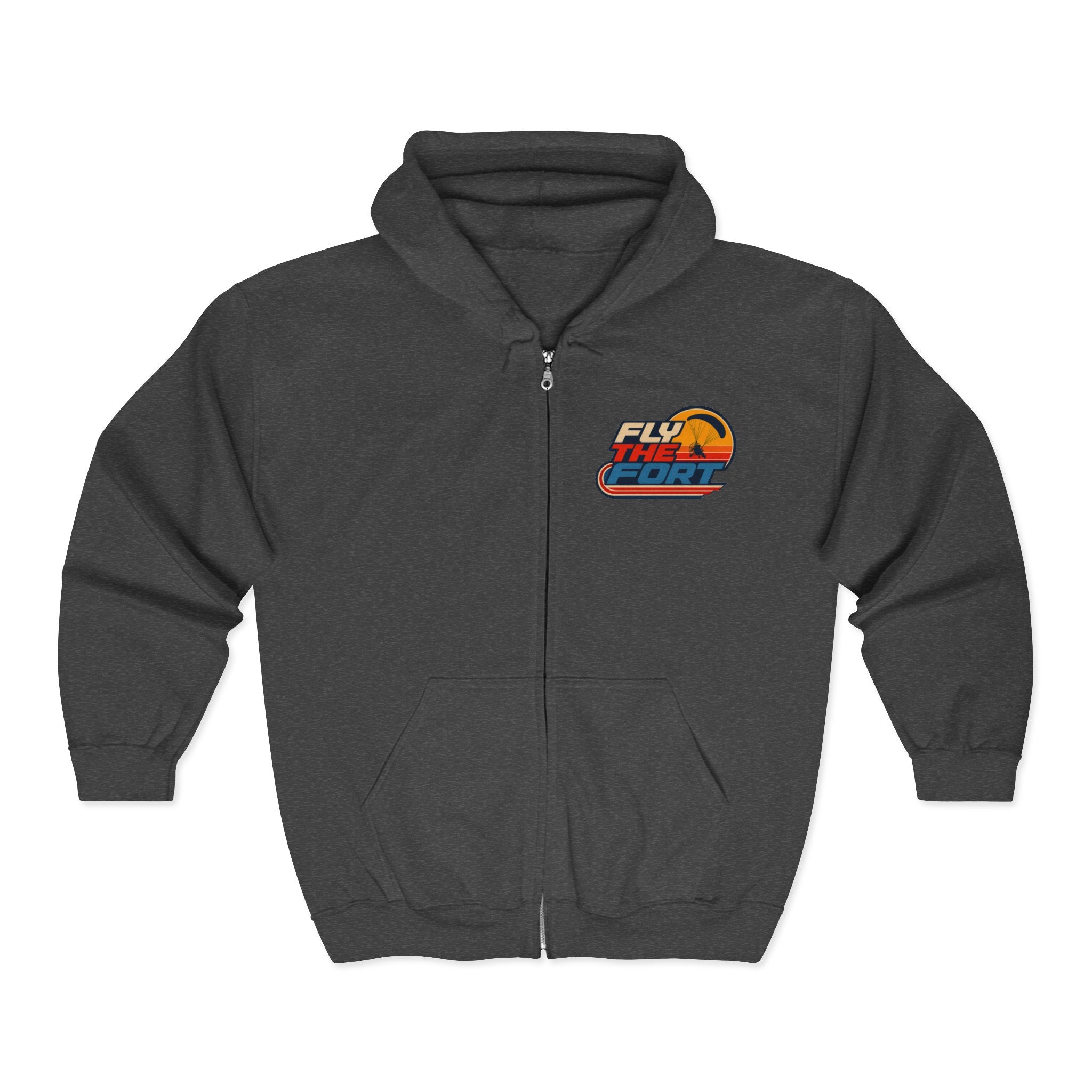 "80s" FLY THE FORT Paramotor Zip Up Hoodie