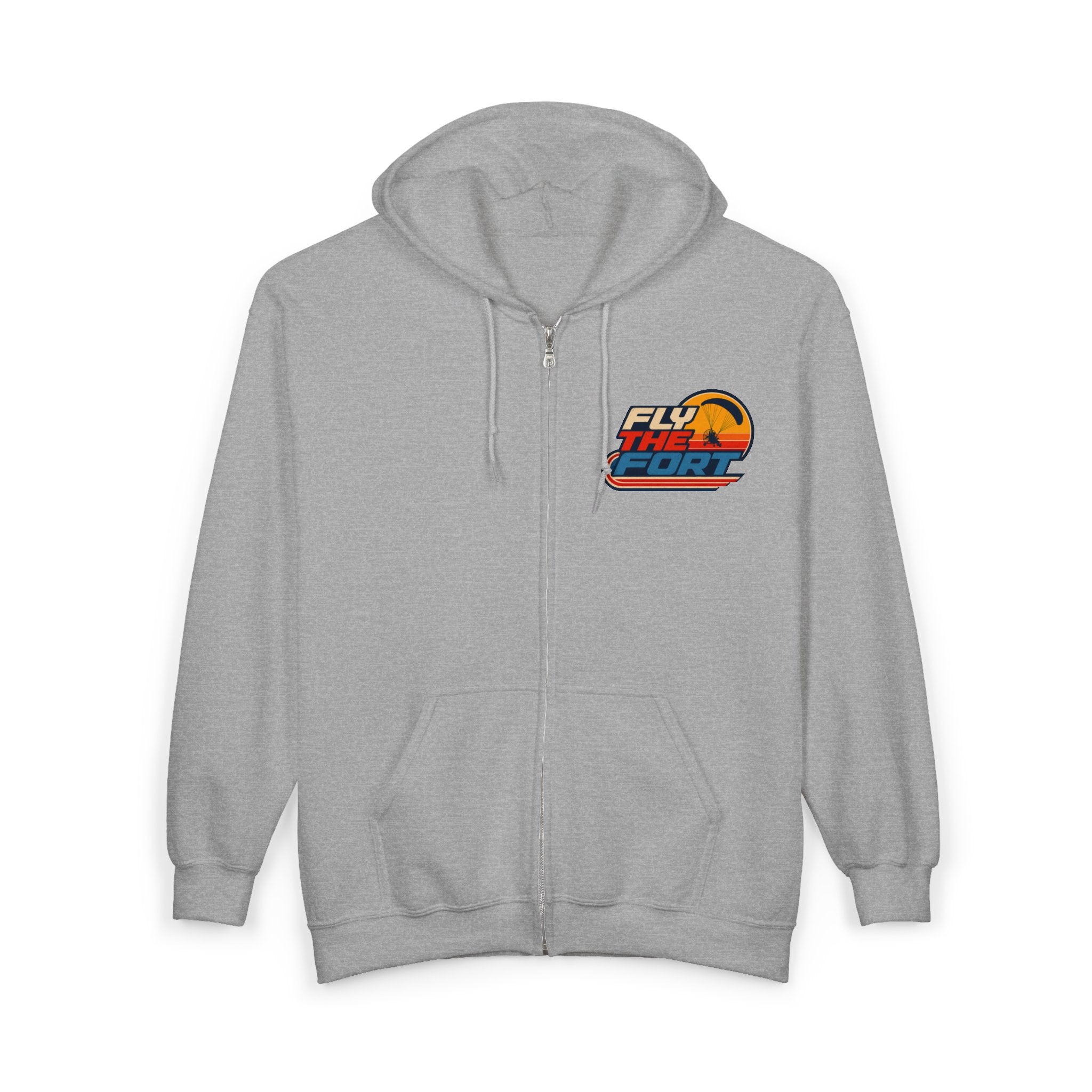 "80s" FLY THE FORT Paramotor Zip Up Hoodie