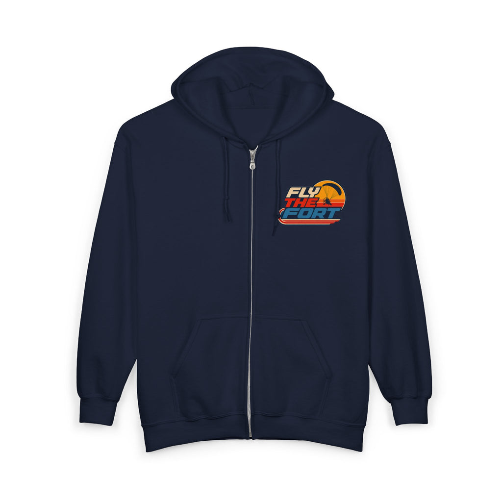 "80s" FLY THE FORT Paramotor Zip Up Hoodie