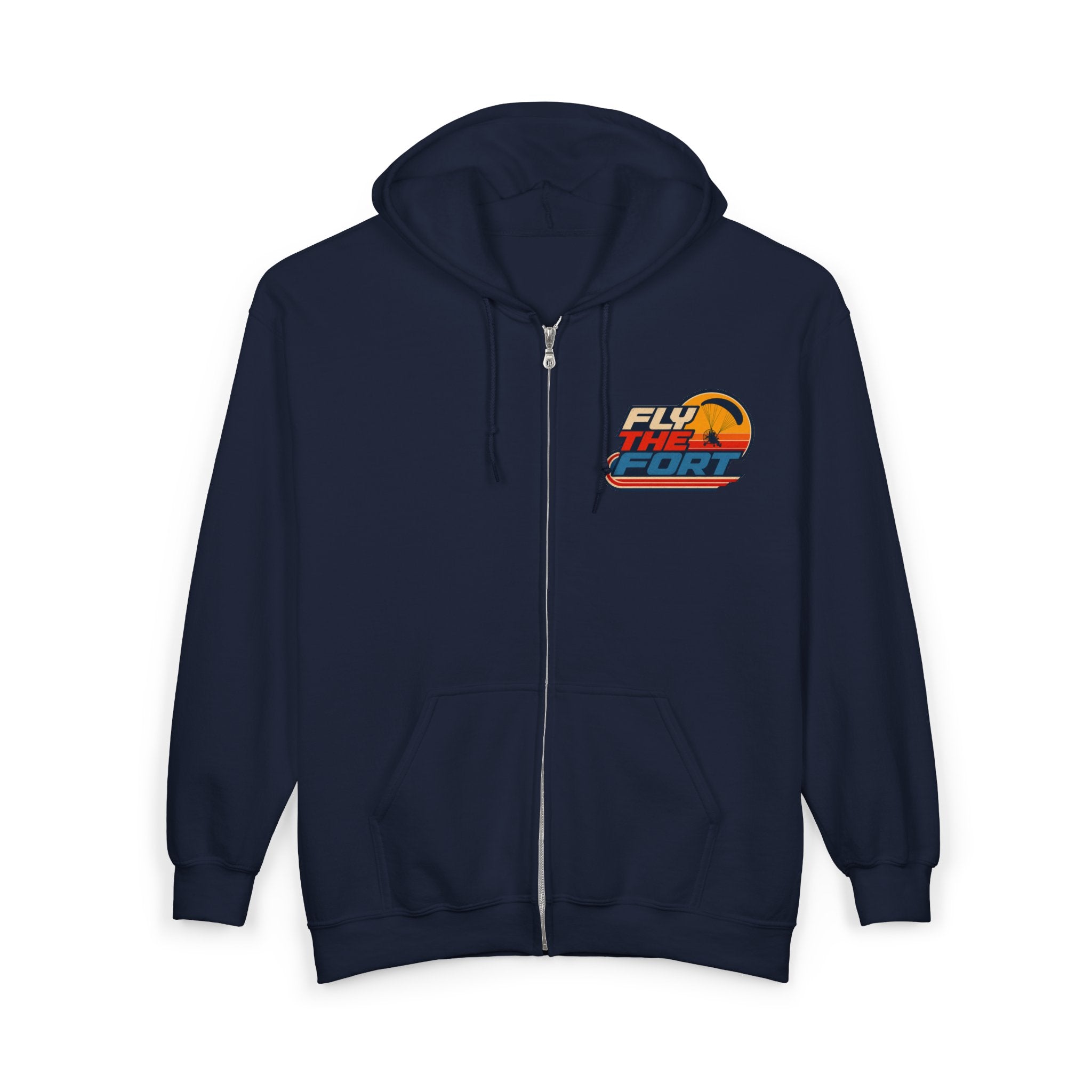 "80s" FLY THE FORT Paramotor Zip Up Hoodie