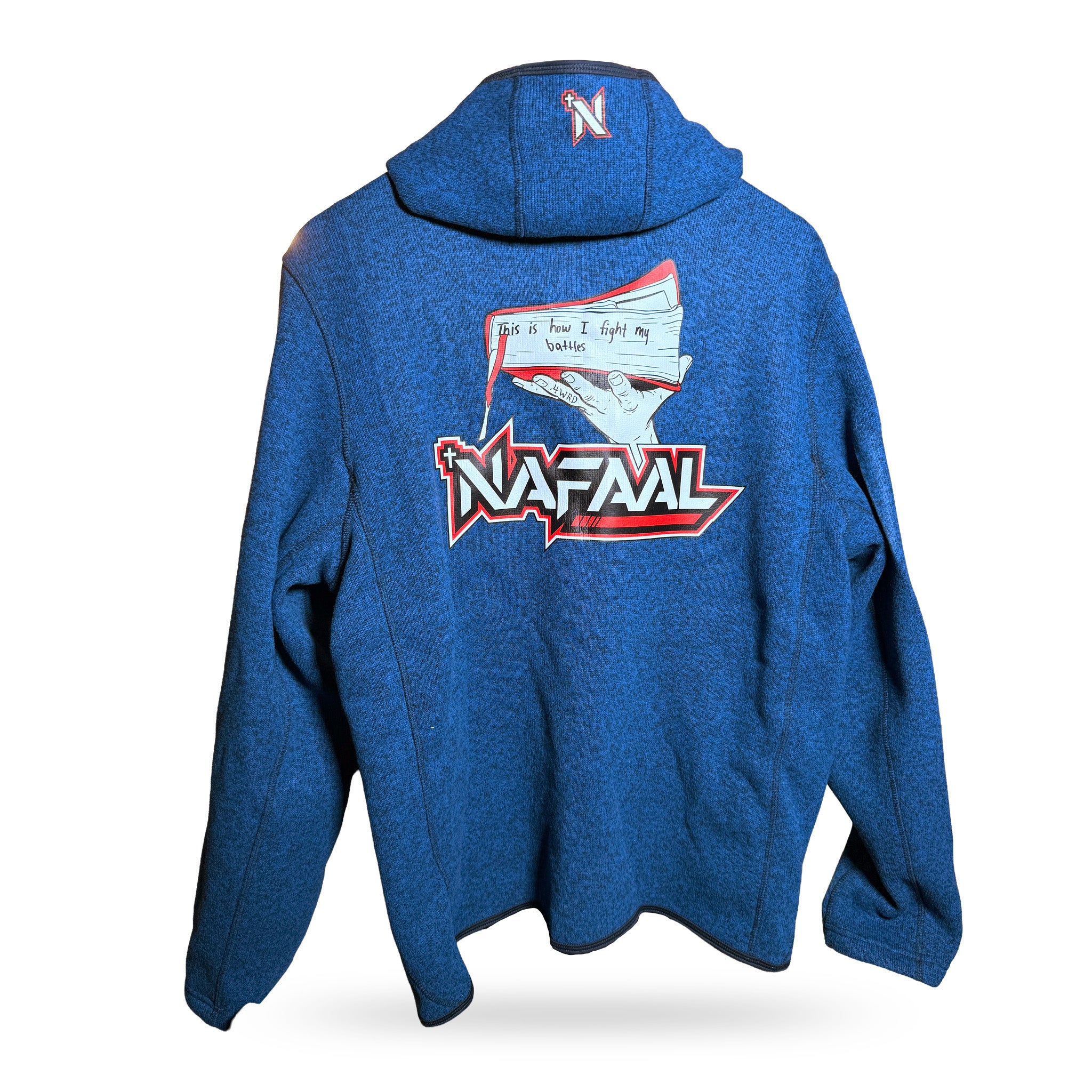 UNISEX "How I Fight My Batters" Blue Zip-Up Hoodie (sz LARGE)